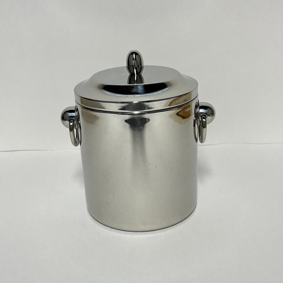Crate & Barrel Chrome Double Wall Small Ice Bucket - Picture 1 of 7